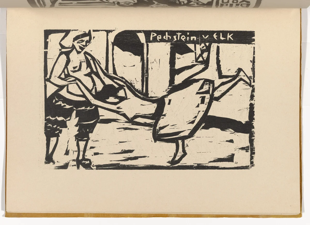 Dance (Tanz) (plate, folio 14 verso) from KG Brücke by Ernst Ludwig Kirchner, illustrated book, 1910