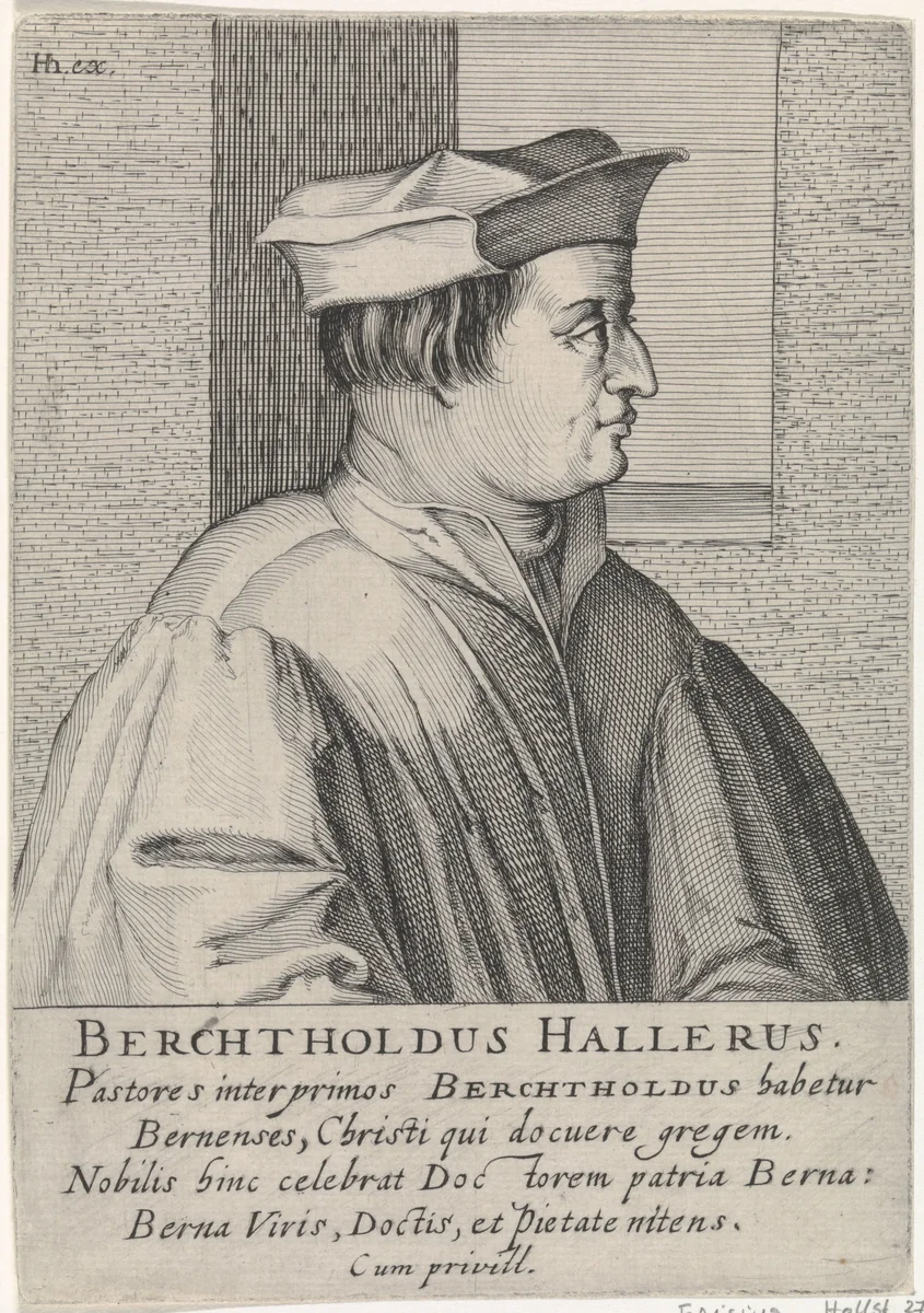 Portret van Berchtold Haller by Simon Frisius, print, 1610