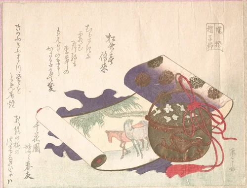 Scroll Painting of Horse by Ryūryūkyo Shinsai (柳々居辰斎), print, 1800-1899