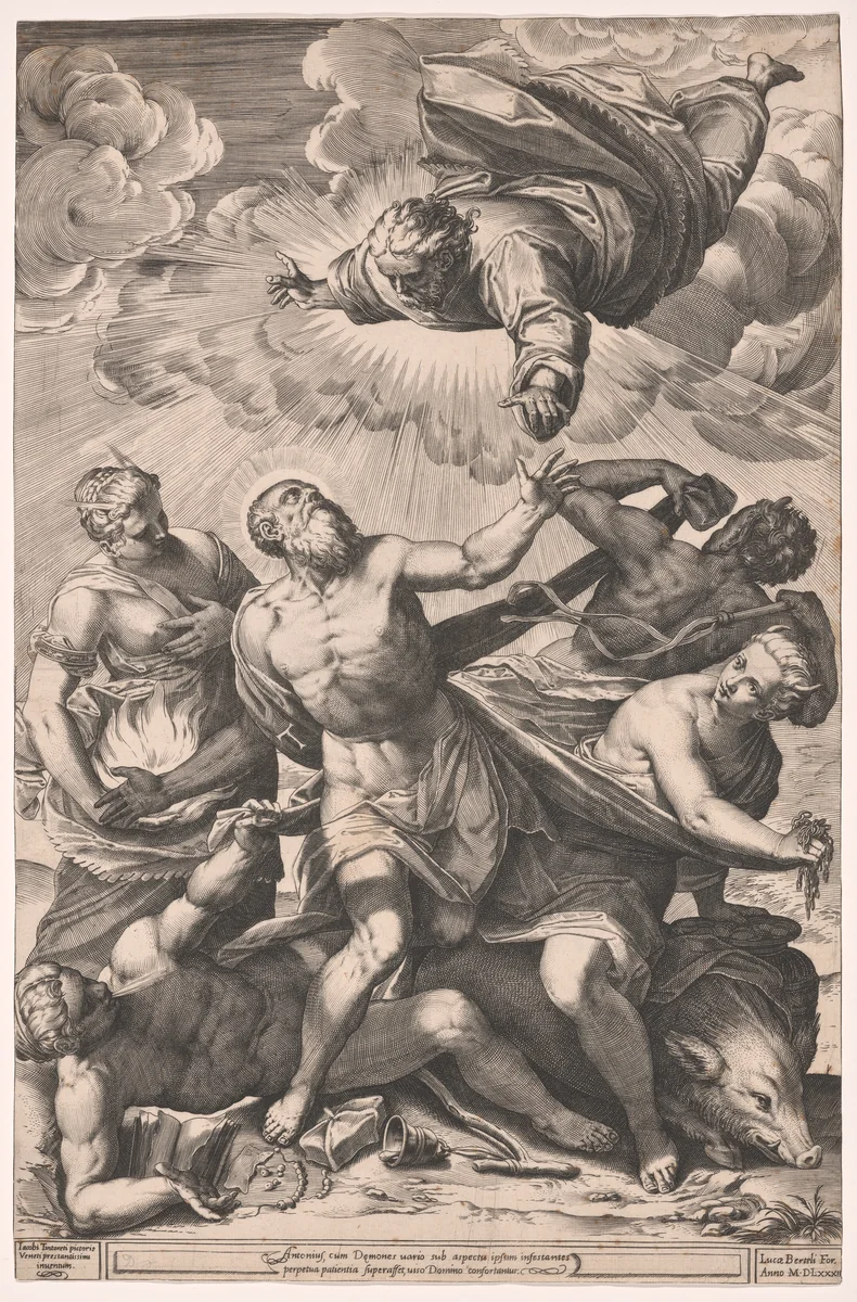 The Temptation of Saint Anthony by Agostino Carracci, print, 1582