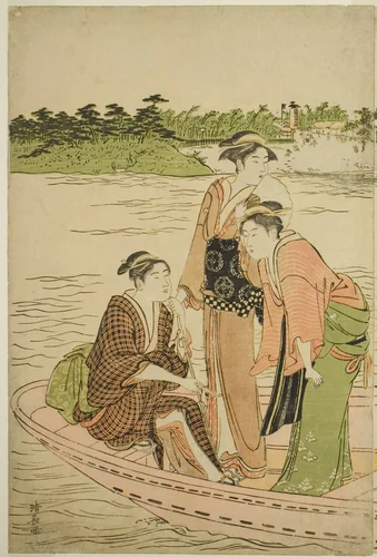 Ferry on the Rokugo River by Torii Kiyonaga (鳥居清長), print, 1779-1789