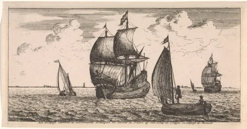 Ontvangst van de post op zee by Joost van Geel, print, 1666