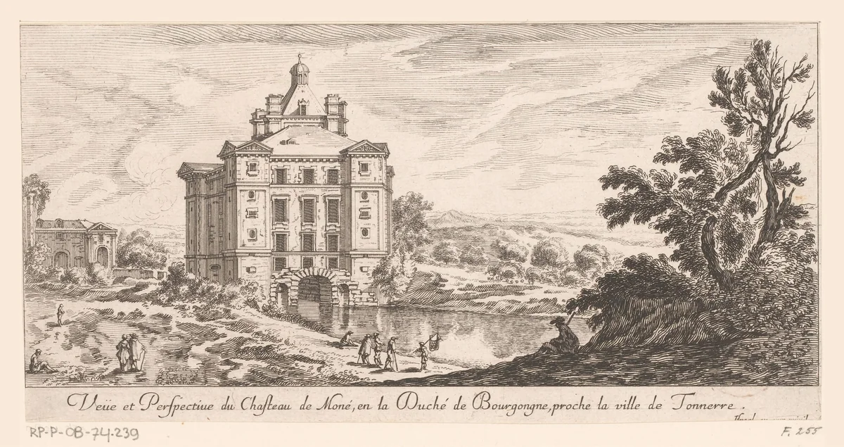 Gezicht op kasteel Maulnes by Israël Silvestre, print, 1631-1691