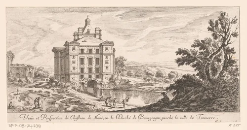 Gezicht op kasteel Maulnes by Israël Silvestre, print, 1631-1691