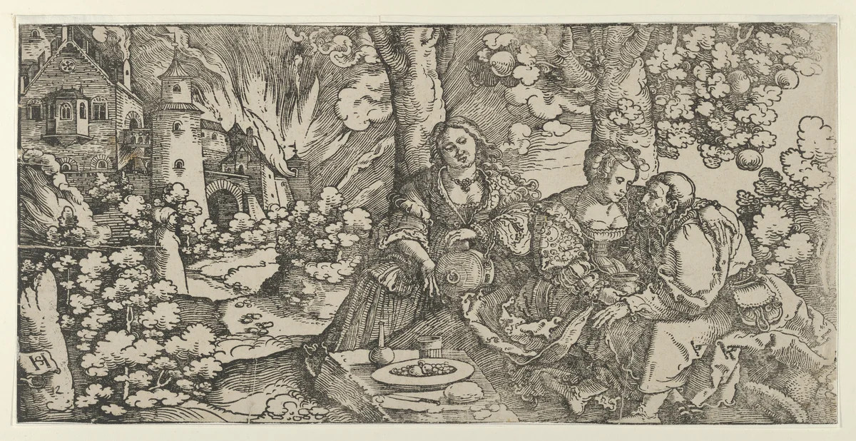 Lot and his Daughters by Hans Schäufelein, print, 1525-1535