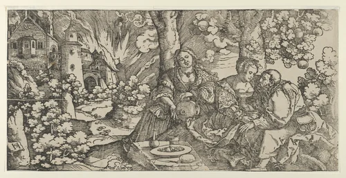 Lot and his Daughters by Hans Schäufelein, print, 1525-1535
