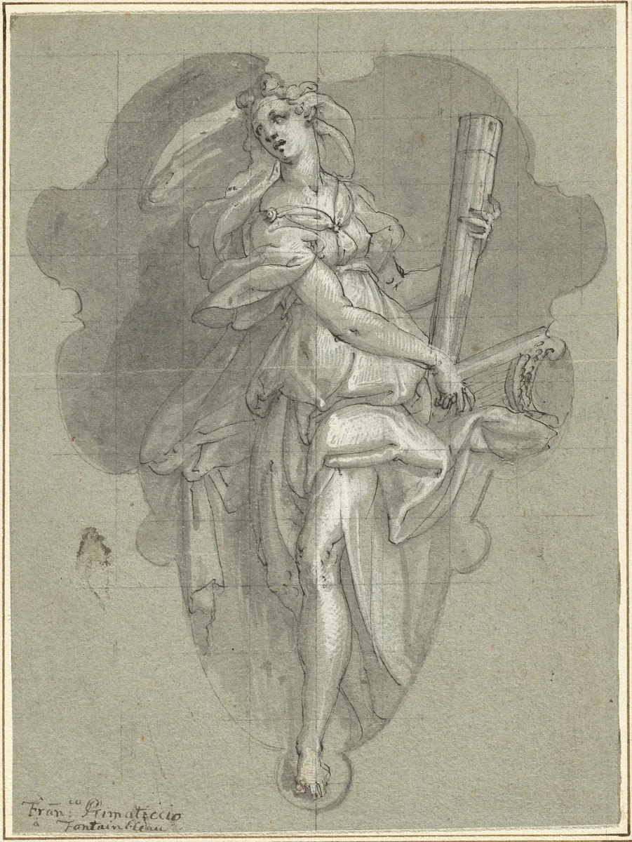 Euterpe (Personification of Music) by Friedrich Sustris, drawing, 1569-1573