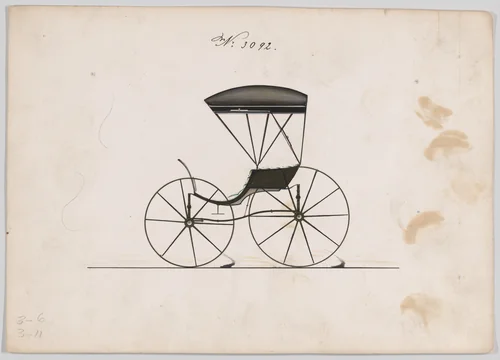 Design for Pony Phaeton, no. 3092 by Brewster & Co., drawing, 1875
