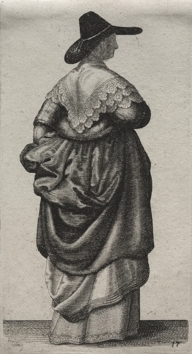 The Several Habits of English Women, from the Nobility to the Country Women as they are in these times: The Woman with a Mannish Hat by Wenceslaus Hollar, print, 1640