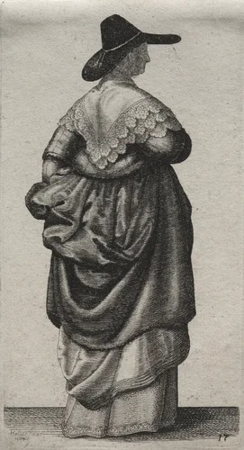 The Several Habits of English Women, from the Nobility to the Country Women as they are in these times: The Woman with a Mannish Hat by Wenceslaus Hollar, print, 1640