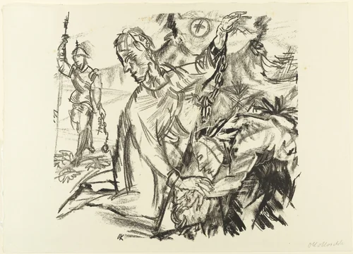 The New Columbus and Saint George (Der neue Columbus und der heilige Georg) from The Bound Columbus (Der gefesselte Kolumbus) by Oskar Kokoschka, print, 1916