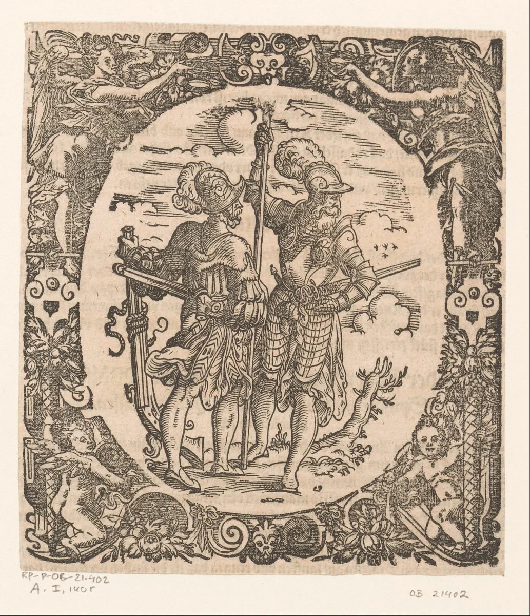 Landsknecht en musketier by Jost Amman, print, 1573