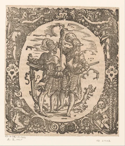 Landsknecht en musketier by Jost Amman, print, 1573