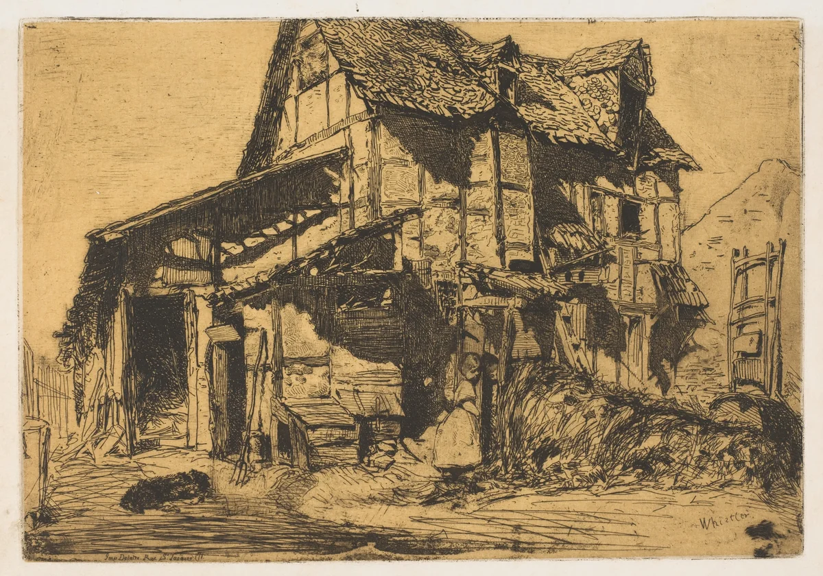 The Unsafe Tenement (The Old Farm) by James McNeill Whistler, print, 1858