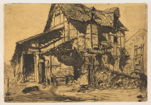 The Unsafe Tenement (The Old Farm) by James McNeill Whistler, print, 1858