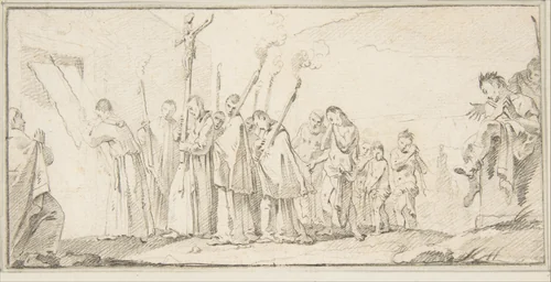 Illustration for a Book: Procession of Monks and Flagellants by Giovanni Battista Tiepolo, drawing, 1696-1770