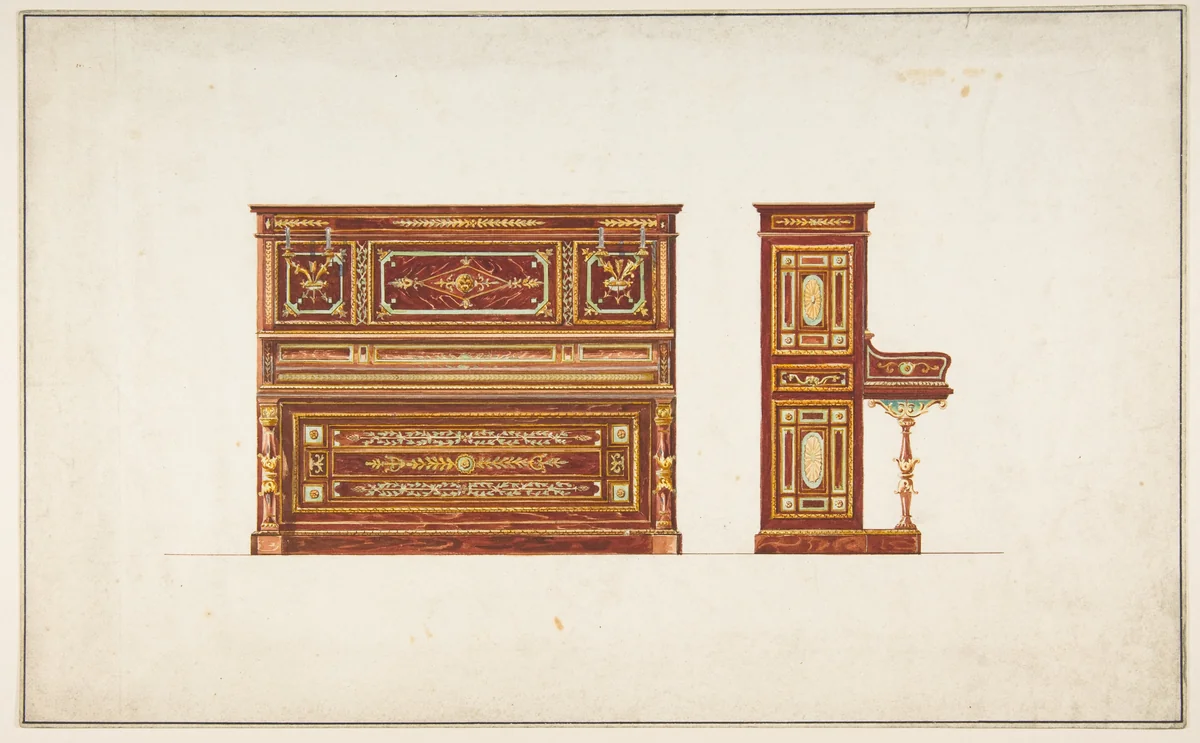 Design for a Piano by anonymous, drawing, 1800-1899