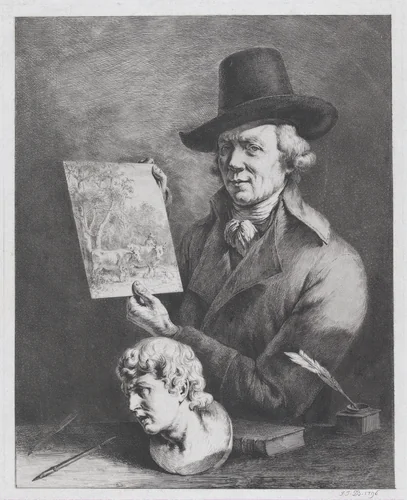 Self-Portrait with Cows by Jean Jacques de Boissieu, print, 1796