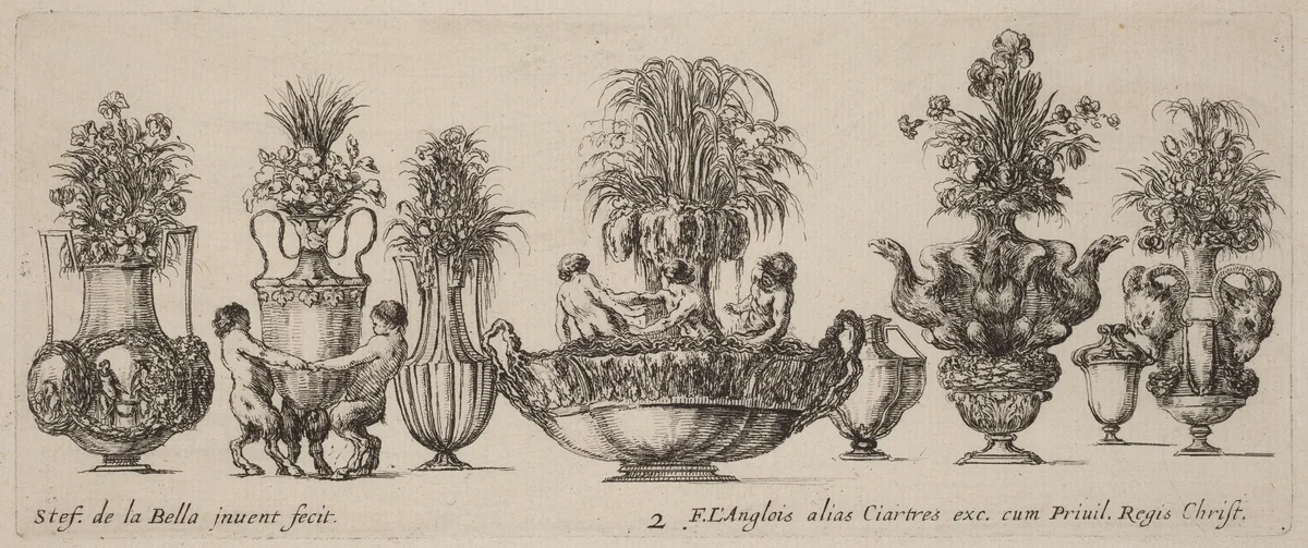 Fantastic Vases by Stefano della Bella, print, 1646