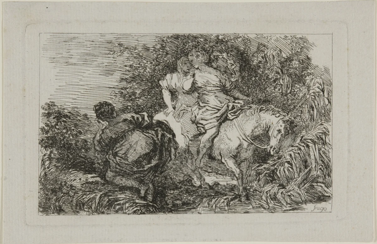 Cloelia and Her Companions by Jean-Honore Fragonard, print, 1752-1806
