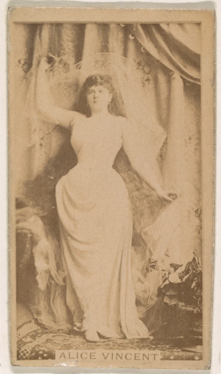 Alice Vincent, from the Actresses series (N245) issued by Kinney Brothers to promote Sweet Caporal Cigarettes by Kinney Brothers Tobacco Company, photograph, 1890