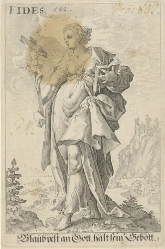 Geloof (Fides) by anonymous, print, 1587-1637
