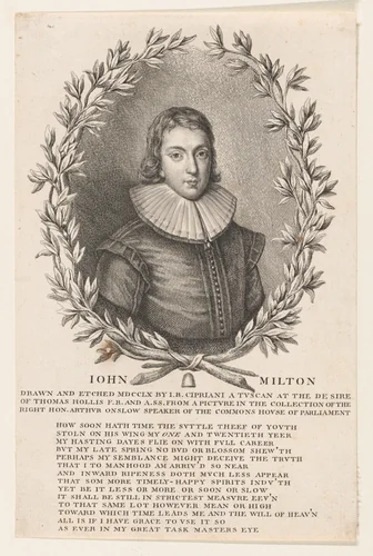 John Milton by Giovanni Battista Cipriani, print, 1760