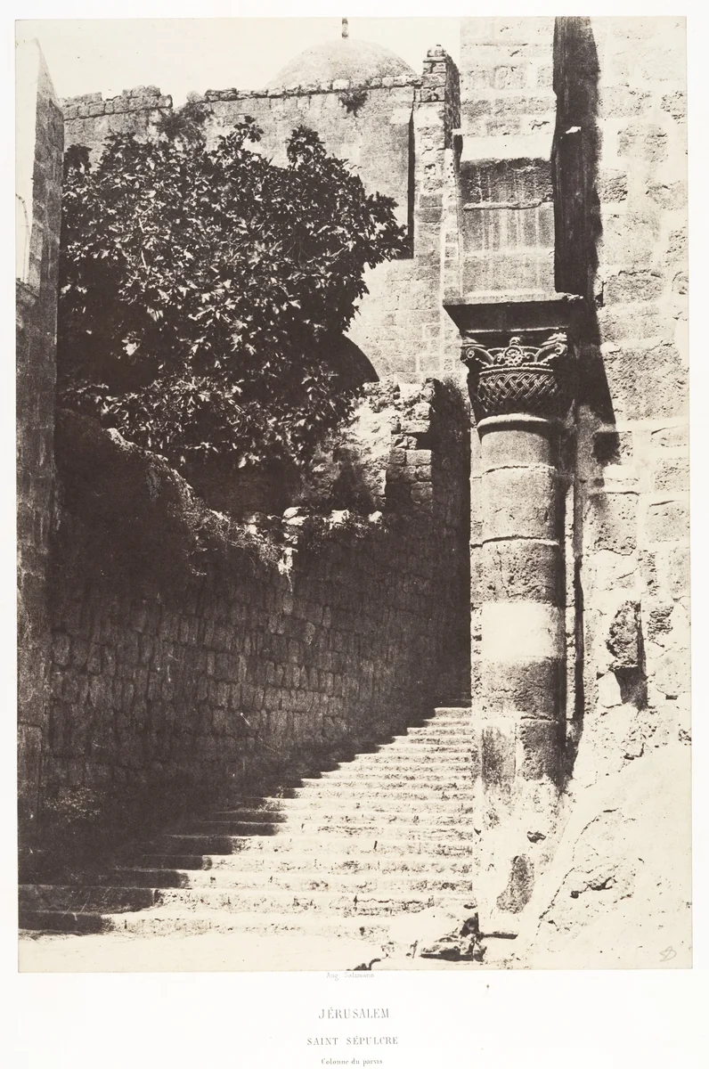 Jérusalem, Saint-Sépulcre, Colonne du parvis by Auguste Salzmann, photograph, 1854-1859