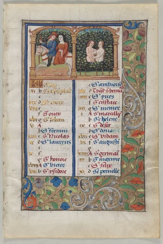 Leaf from a Book of Hours: Calendar Page for May (recto) by Unknown, manuscript, 1505-1515