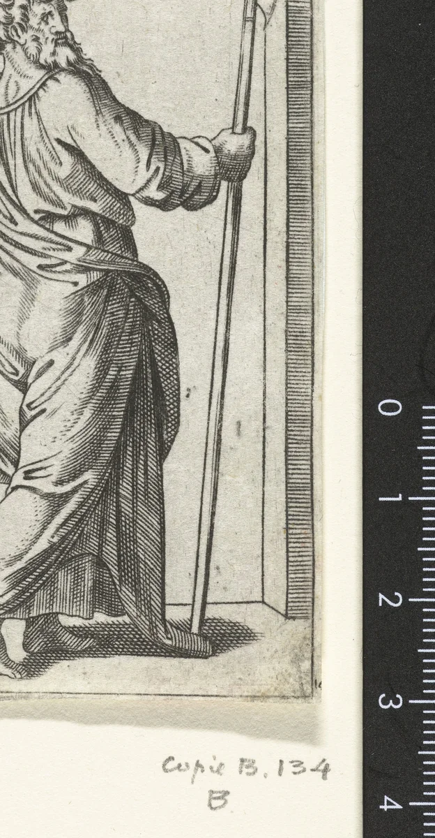 Apostel Judas Taddeüs met hellebaard by anonymous, print, 1517-1577