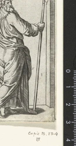 Apostel Judas Taddeüs met hellebaard by anonymous, print, 1517-1577