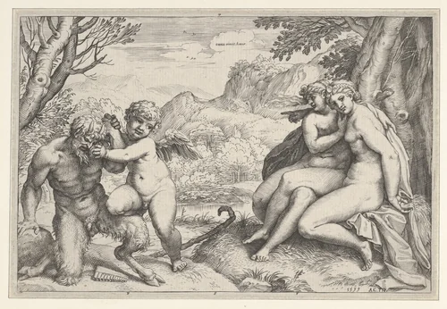 Omnia Vincit Amor by Agostino Carracci, print, 1599