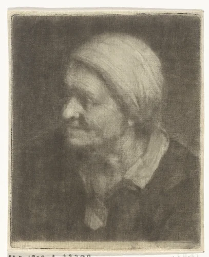 Portretbuste van een oude vrouw by Carel de Moor, print, 1666-1738