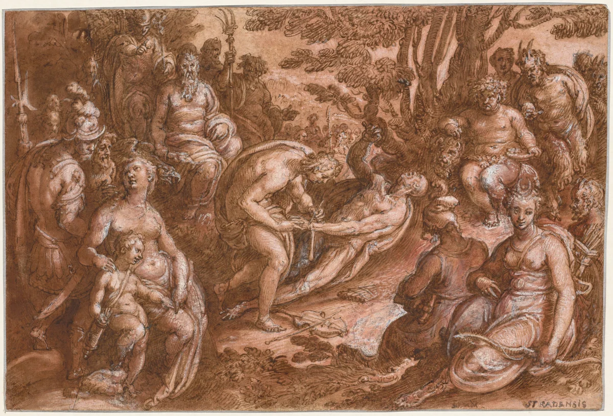 The Flaying of Marsyas by Jan van der Straet, drawing, 1565-1610