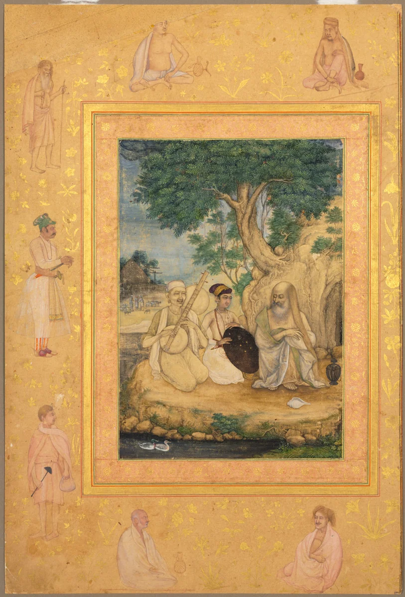 Prince and ascetics, from the Late Shah Jahan Album by Govardhan, painting, 1625-1635