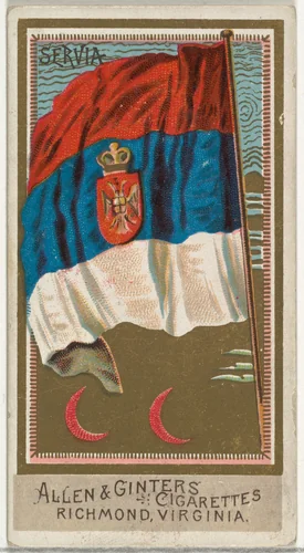 Serbia, from Flags of All Nations, Series 2 (N10) for Allen & Ginter Cigarettes Brands by Allen & Ginter, print, 1890