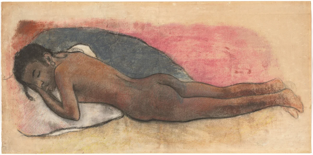 Reclining Nude [recto] by Paul Gauguin, drawing, 1894-1895