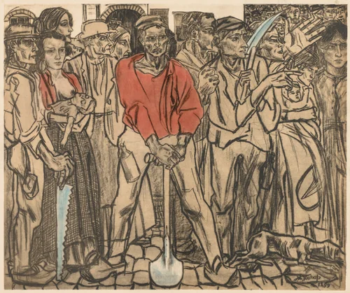 A Group of Laborers by Jan Toorop, print, 1899