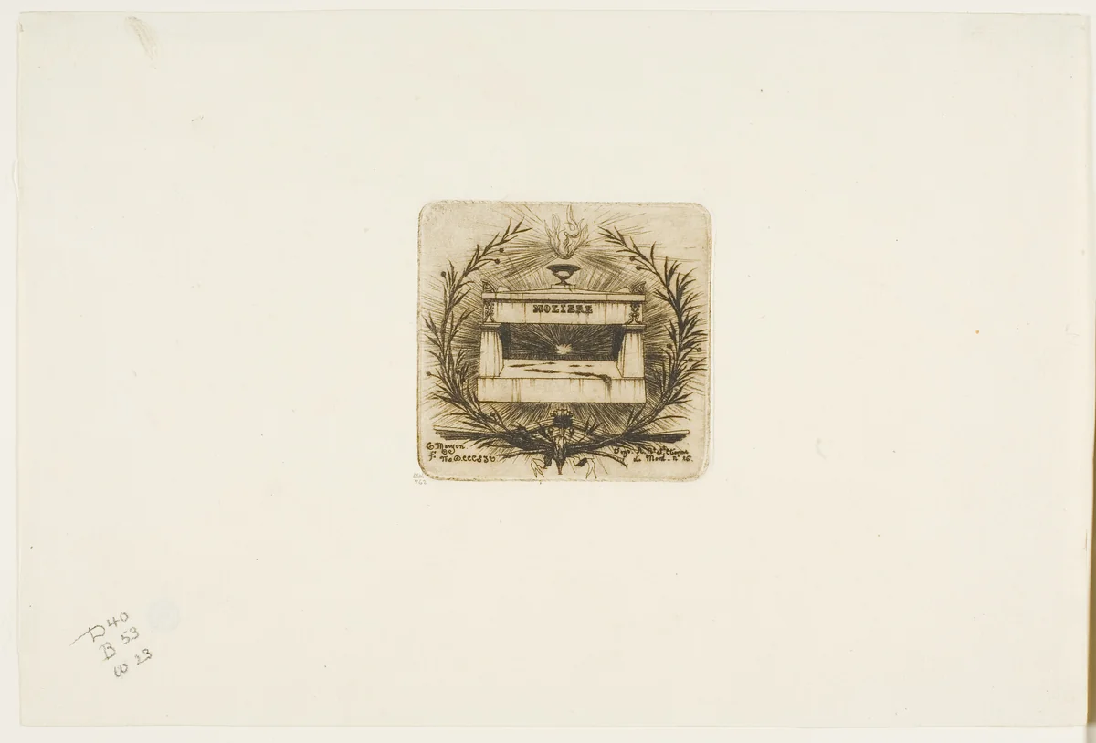 Molière's Tomb, Père-Lachaise Cemetery, Paris by Charles Meryon, print, 1854