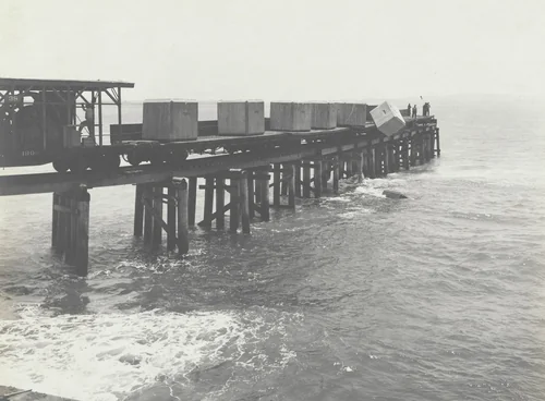 East Breakwater -- Limon Bay. Plowing 25 ton concrete blocks by Unidentified Photographer, photograph, 1916