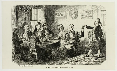May - Restoration Day from George Cruikshank's Steel Etchings to The Comic Almanacks: 1835-1853 by George Cruikshank, print, 1839