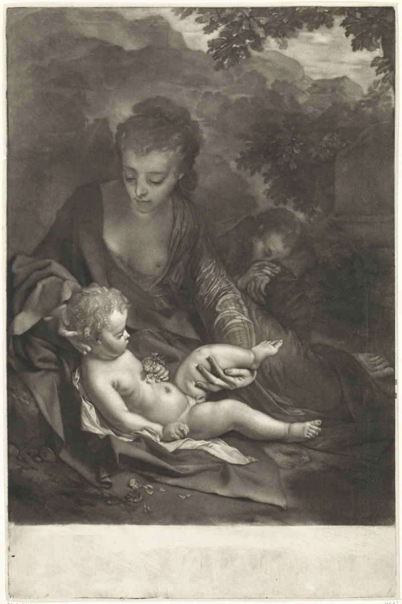 Rest on the Flight into Egypt by Pieter van Bleeck, print, 1748