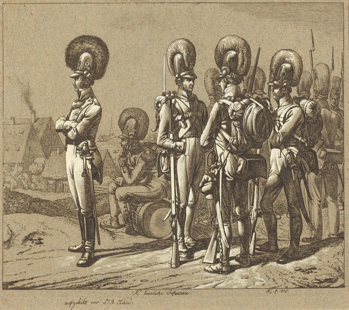 K. baierische Infanterie (Bavarian Infantrymen) by Johann Adam Klein, print, 1816