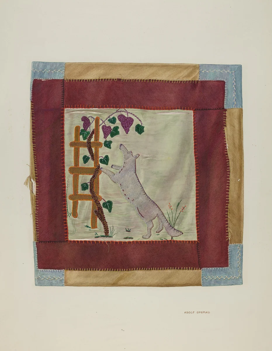 Applique Coverlet (Detail) by Adolph Opstad, index of american design, 1941