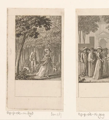 Eerste ontmoeting tussen Sir Robert en Camille by Daniel Nikolaus Chodowiecki, print, 1787