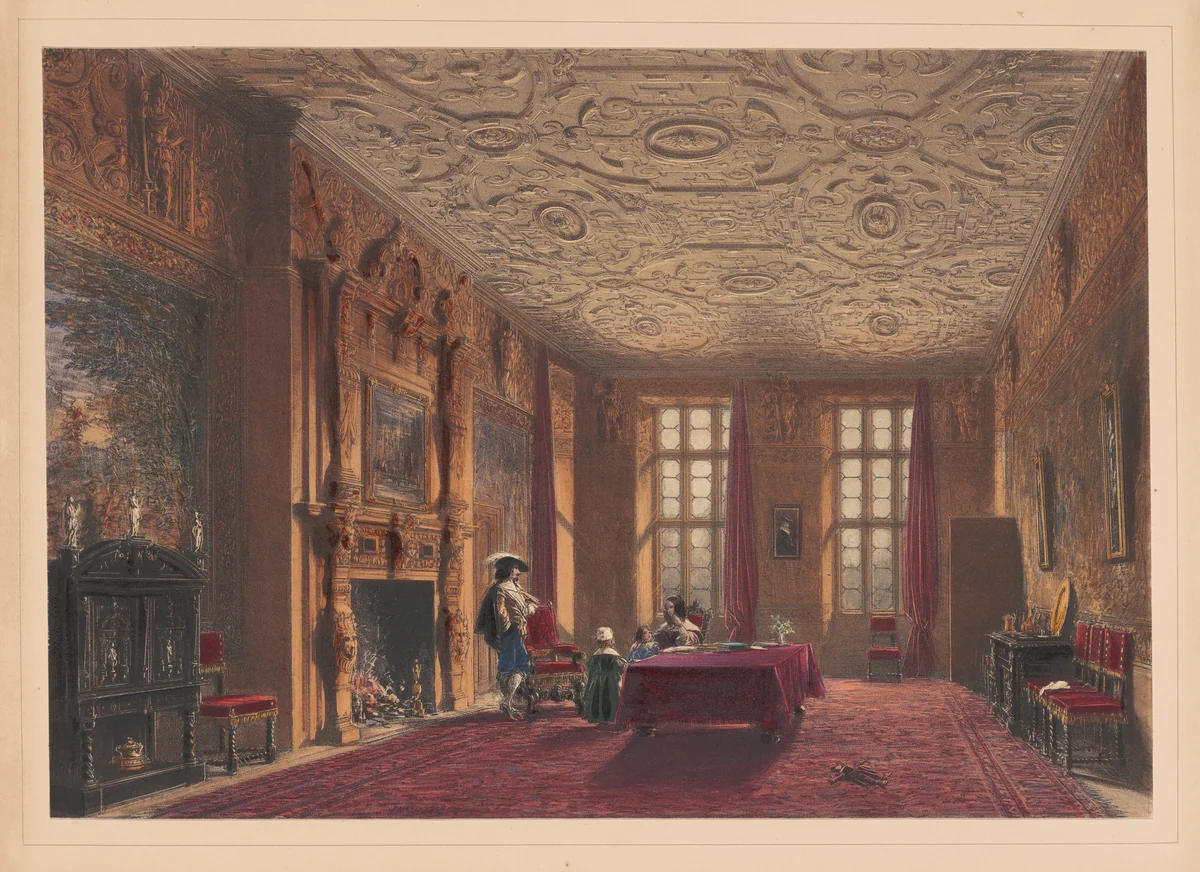The Drawing Room, Aston Hall, Warwickshire by Joseph Nash, print, 1849