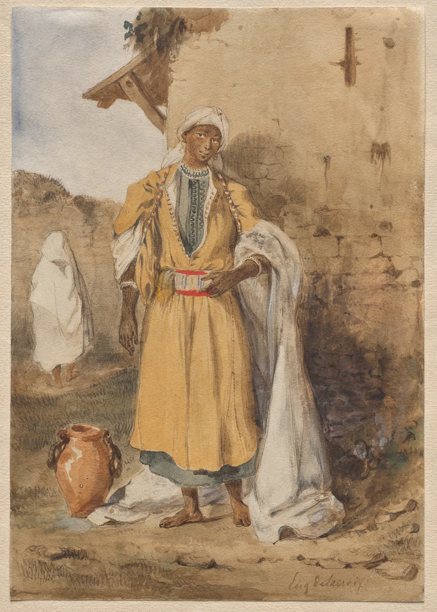 A Young Black Woman Fetching Water by Eugène Delacroix, drawing, 1832