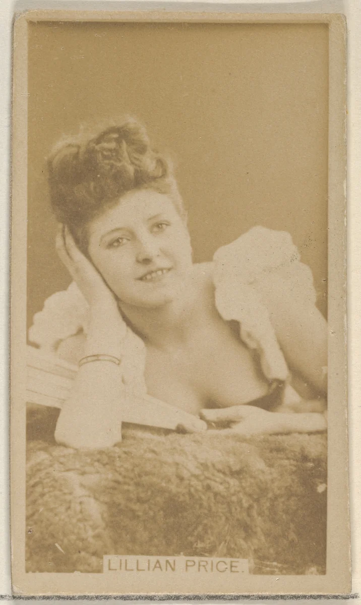 Lillian Price, from the Actors and Actresses series (N45, Type 8) for Virginia Brights Cigarettes by Allen & Ginter, photograph, 1885-1891