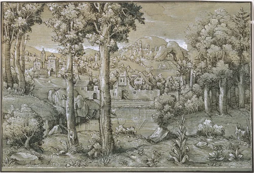 Imaginary Landscape by Hanns Lautensack, drawing, 1543