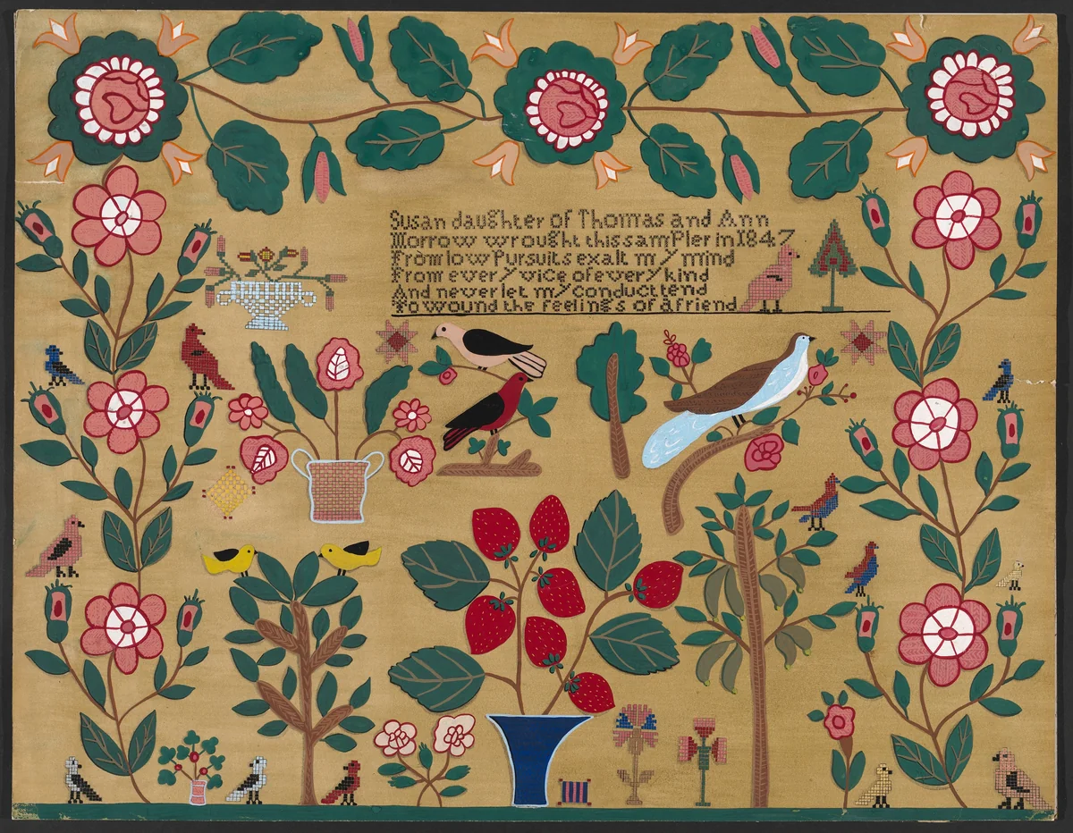 Sampler by Katherine Hastings, index of american design, 1936